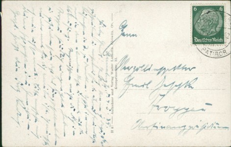 Adressseite der Ansichtskarte Ratibor / Racibórz, Kriegerdenkmal Annaberg bei Ratibor OS