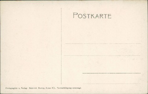 Adressseite der Ansichtskarte Sorau / Żary, Partie an der Promnitzstrasse mit Katholische Gemeinde Schule