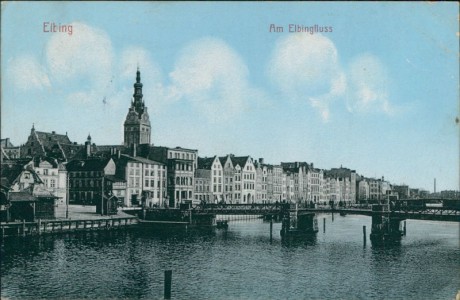 Alte Ansichtskarte Elbing / Elbląg, Am Elbingfluss