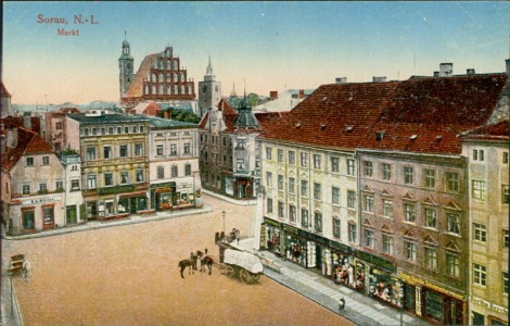 Alte Ansichtskarte Sorau / Żary, Markt