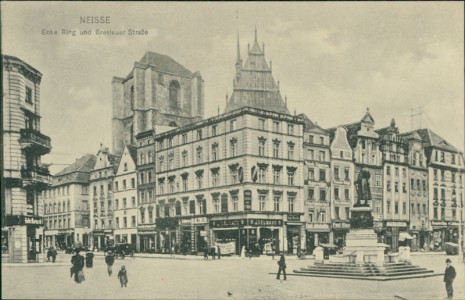 Alte Ansichtskarte Neisse / Nysa, Ecke Ring und Breslauer Straße
