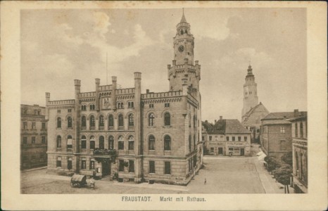 Alte Ansichtskarte Fraustadt / Wschowa, Markt mit Rathaus