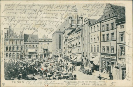Alte Ansichtskarte Thorn / Toruń, Altstädtischer Markt mit Marien-Kirche