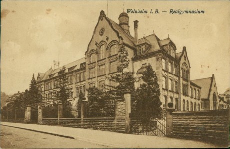 Alte Ansichtskarte Weinheim, Realgymnasium