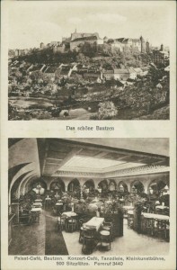 Alte Ansichtskarte Bautzen, Teilansicht, Palast-Café, Konzert-Café, Tanzdiele, Kleinkunstbühne, 500 Sitzplätze. Fernruf 3440