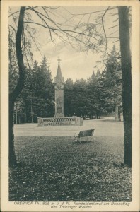 Alte Ansichtskarte Oberhof, Rondeldenkmal am Rennstieg des Thüringer Waldes