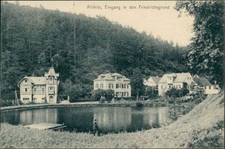 Alte Ansichtskarte Dresden-Pillnitz, Eingang in den Friedrichsgrund