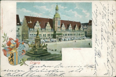 Alte Ansichtskarte Leipzig, Rathaus, Wappen