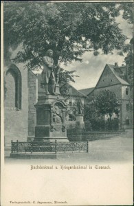 Alte Ansichtskarte Eisenach, Bachdenkmal u. Kriegerdenkmal