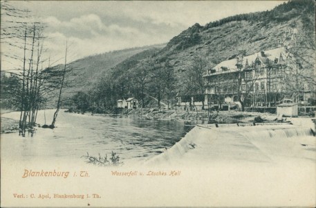 Alte Ansichtskarte Bad Blankenburg, Wasserfall u. Lösches Hall