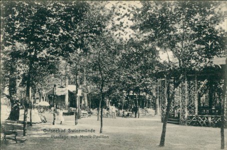 Alte Ansichtskarte Swinemünde / Świnoujście, Plantage mit Musik-Pavillon