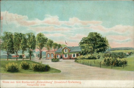 Alte Ansichtskarte Düsseldorf-Grafenberg, Restaurant "Rolandsburg". Fernsprecher 3184