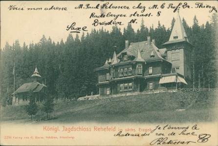 Alte Ansichtskarte Rehefeld-Zaunhaus (Altenberg), Königl. Jagdschloss Rehefeld