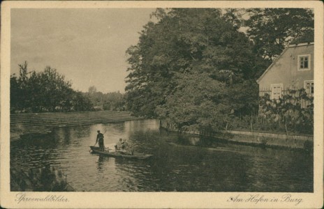 Alte Ansichtskarte Burg (Spreewald), Am Hafen in Burg