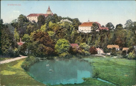 Alte Ansichtskarte Grafenstein / Grabštejn (Chotyně), Gesamtansicht