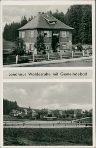Alte Ansichtskarte Morgenröthe-Rautenkranz, Landhaus Waldesruhe mit Gemeindebad