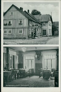 Alte Ansichtskarte Blankenburg (Harz)-Timmenrode, Gasthaus Deutsches Haus, Restaurant u. Café Innenansicht