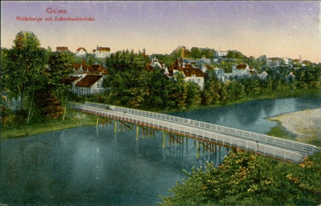 Alte Ansichtskarte Guben, Neißeberge mit Achenbachbrücke