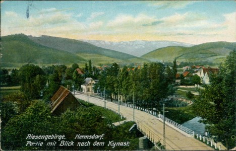 Alte Ansichtskarte Hermsdorf / Sobieszów, Partie mit Blick nach dem Kynast