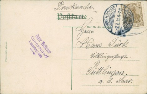 Adressseite der Ansichtskarte Piechowice, Schneegrube mit Baude