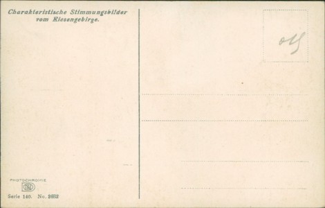 Adressseite der Ansichtskarte Schreiberhau / Szklarska Poręba, Charakteristische Stimmungsbilder vom Riesengebirg