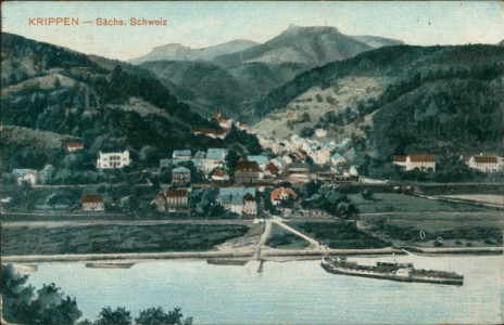 Alte Ansichtskarte Bad Schandau-Krippen, Gesamtansicht