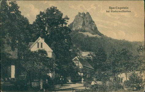 Alte Ansichtskarte Sperlingstein / Vrabinec bei Niederwellhotten, Teilansicht