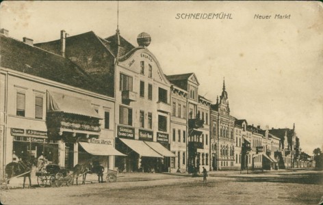 Alte Ansichtskarte Schneidemühl / Piła, Neuer Markt