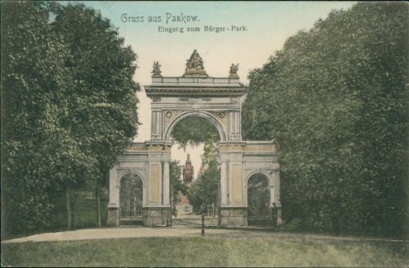 Alte Ansichtskarte Berlin-Pankow, Eingang zum Bürger-Park