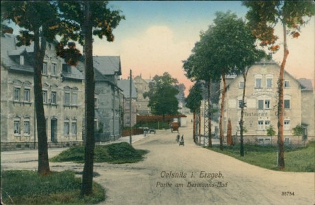 Alte Ansichtskarte Oelsnitz i. Erzgeb., Partie am Hermanns-Bad