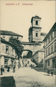 Alte Ansichtskarte Leitmeritz / Litoměřice, Brückenstiege