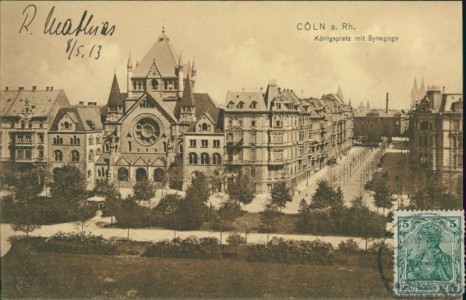 Alte Ansichtskarte Köln, Königsplatz mit Synagoge