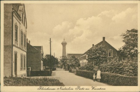 Alte Ansichtskarte Rheinhausen, Parite am Wasserturm