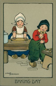 Alte Ansichtskarte Ethel Parkinson, Baking Day, Mädchen beim Backen