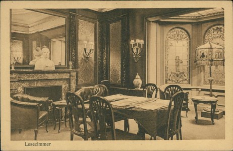 Alte Ansichtskarte Köln, Urban's Hotel Ewige Lampe, Lesezimmer