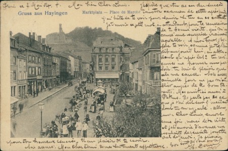 Alte Ansichtskarte Hayingen / Hayange, Marktplatz - Place du Marché
