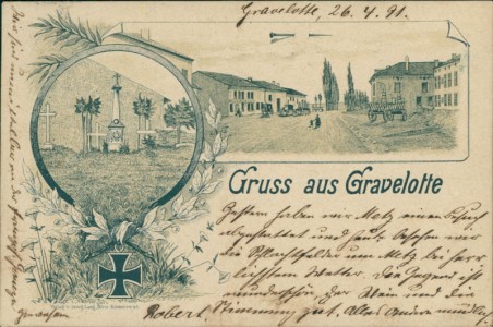 Alte Ansichtskarte Gruss aus Gravelotte, Denkmal, Teilansicht (Précurseur)