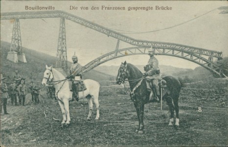 Alte Ansichtskarte Bouillonville, Die von den Franzosen gesprengte Brücke