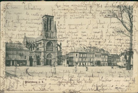 Alte Ansichtskarte Pfalzburg / Phalsbourg, Lobauplatz u. kath. Kirche