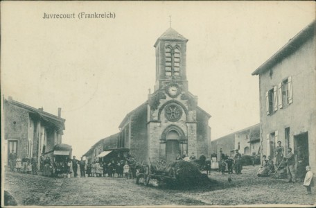 Alte Ansichtskarte Juvrecourt, Teilansicht mit Kirche
