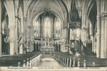Alte Ansichtskarte Ückingen / Uckange, Inneres der Kirche - Intérieur de l'église
