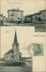 Alte Ansichtskarte Lagarde, La plus ancienne maison. Eglise