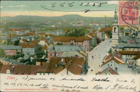 Alte Ansichtskarte Zittau, Blick nach der Bahnhofstrasse