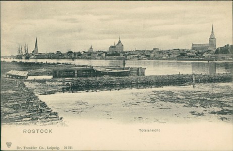 Alte Ansichtskarte Rostock, Totalansicht