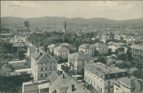 Alte Ansichtskarte Zittau, Teilansicht