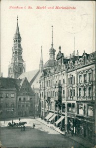 Alte Ansichtskarte Zwickau, Markt und Marienkirche
