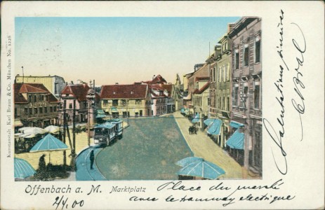 Alte Ansichtskarte Offenbach am Main, Marktplatz