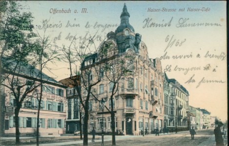 Alte Ansichtskarte Offenbach am Main, Kaiser-Strasse mit Kaiser-Café