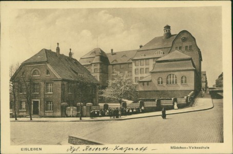 Alte Ansichtskarte Eisleben, Mädchen-Volksschule