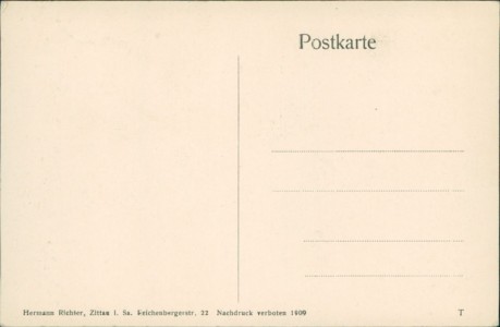 Adressseite der Ansichtskarte Freiberg i. S., 75 jähriges Jubiläum der Knabenbürgerschule zu Freiberg (Sachsen)